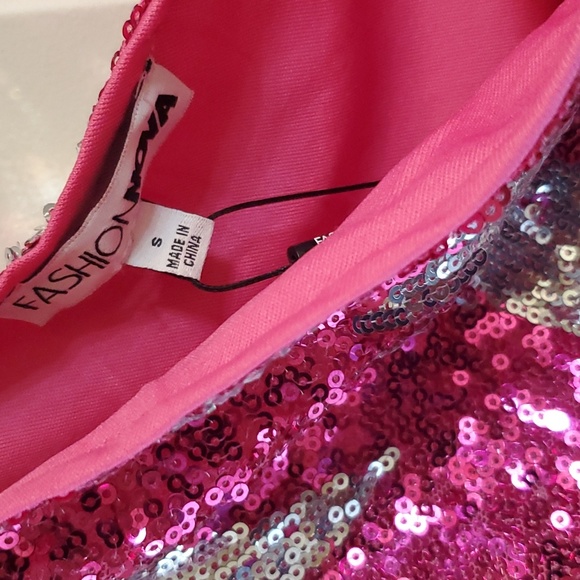 Fashion Nova Pink and Silver Sequin Dress Small - Picture 3 of 3